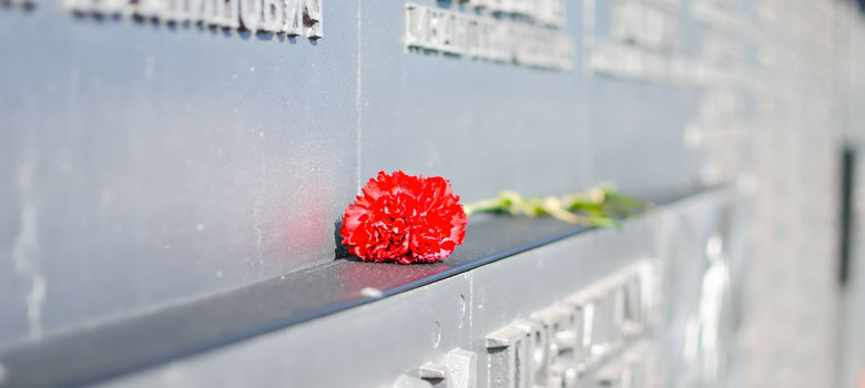 flor vermelha sobre um jazigo ou túmulo